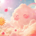 Dreamy Cloud and Rose Sky Mural Wallpaper — Whimsical Decor Mural Wallpaper - room preview 02