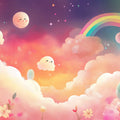 Dreamy Sky Rainbow and Clouds Mural Wallpaper — Whimsical Decor Mural Wallpaper - room preview 02