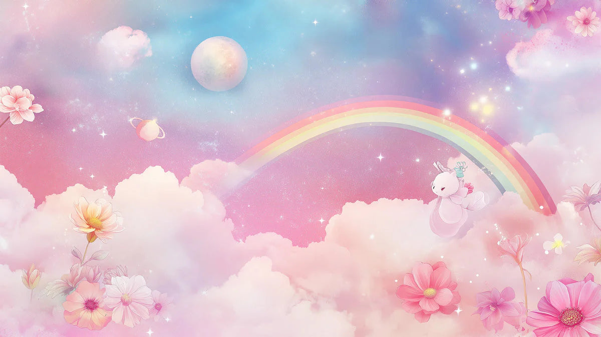 Celestial Rainbow Dream Mural Wallpaper — Whimsical Fantasy Decor Mural Wallpaper - room preview 02