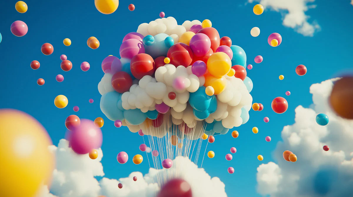 Floating Balloon Cloud Mural Wallpaper — Whimsical Sky Design Mural Wallpaper - room preview 02
