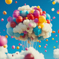Floating Balloon Cloud Mural Wallpaper — Whimsical Sky Design Mural Wallpaper - room preview 02