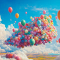 Floating Balloon Cluster Mural Wallpaper — Whimsical Sky Design Mural Wallpaper - room preview 02