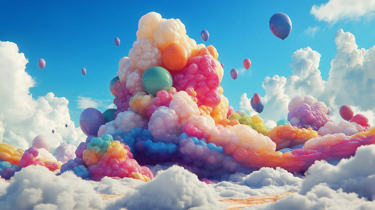 Balloon Cloud Fantasy Mural Wallpaper — Whimsical Sky Mural Mural Wallpaper - room preview 02