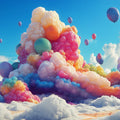 Balloon Cloud Fantasy Mural Wallpaper — Whimsical Sky Mural Mural Wallpaper - room preview 02