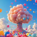 Balloon Cloud Sky Mural Wallpaper — Playful Whimsical Design Mural Wallpaper - room preview 02