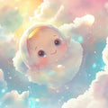 Dreamy Baby in Clouds Mural Wallpaper — Whimsical Nursery Decor Mural Wallpaper - room preview 02
