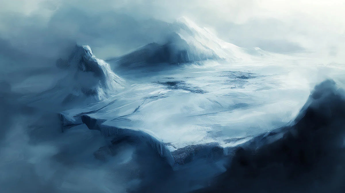 Glacial Peak Mural Wallpaper — Painterly Mountain Landscape Mural Wallpaper - room preview 02