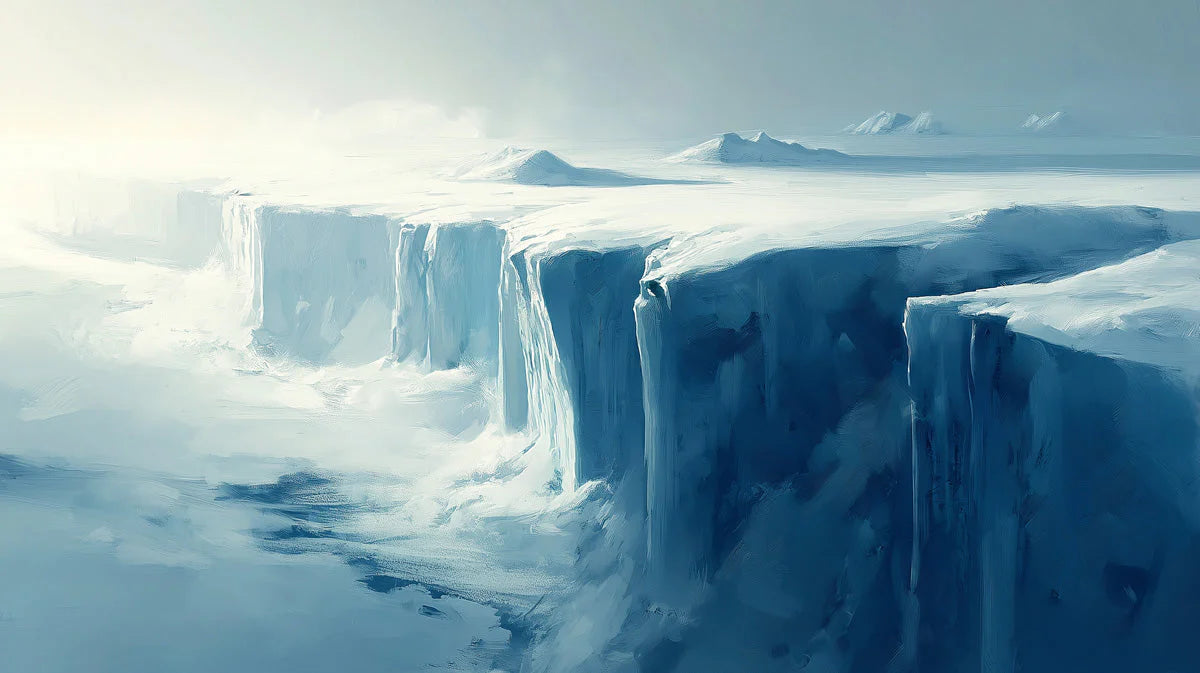 Arctic Ice Shelf Mural Wallpaper — Hand-Painted Frozen Landscape Mural Wallpaper - room preview 02