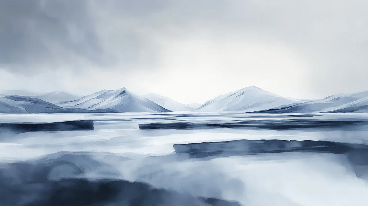 Misty Alpine Landscape Mural Wallpaper — Cool Watercolor Horizon Mural Wallpaper - room preview 02