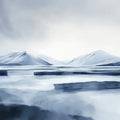 Misty Alpine Landscape Mural Wallpaper — Cool Watercolor Horizon Mural Wallpaper - room preview 02
