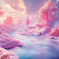 Dreamscape Fantasy Landscape Mural Wallpaper — Soft Pastel Pink Mural Wallpaper - room preview 02