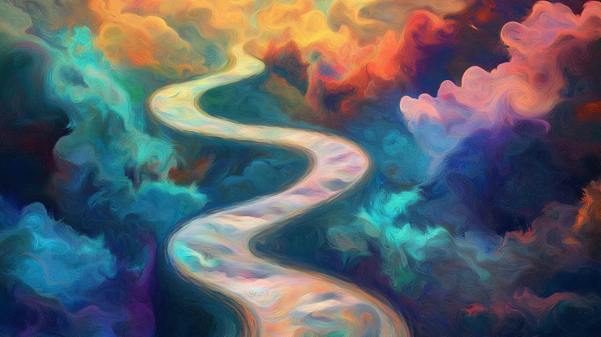 Ethereal Cloud River Mural Wallpaper — Vibrant Abstract Art Mural Wallpaper - room preview 02
