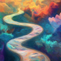 Ethereal Cloud River Mural Wallpaper — Vibrant Abstract Art Mural Wallpaper - room preview 02