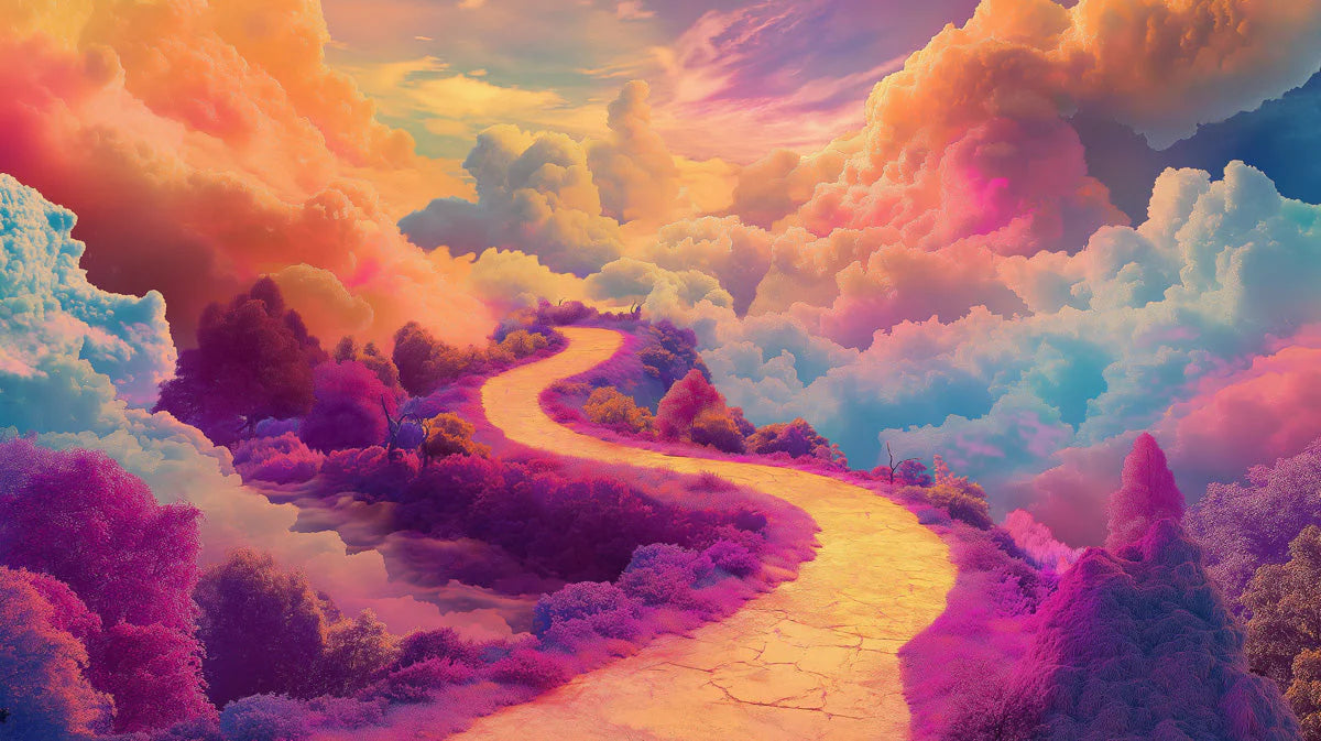 Dreamscape Horizon Mural Wallpaper — Vibrant Abstract Landscape Mural Wallpaper - room preview 02