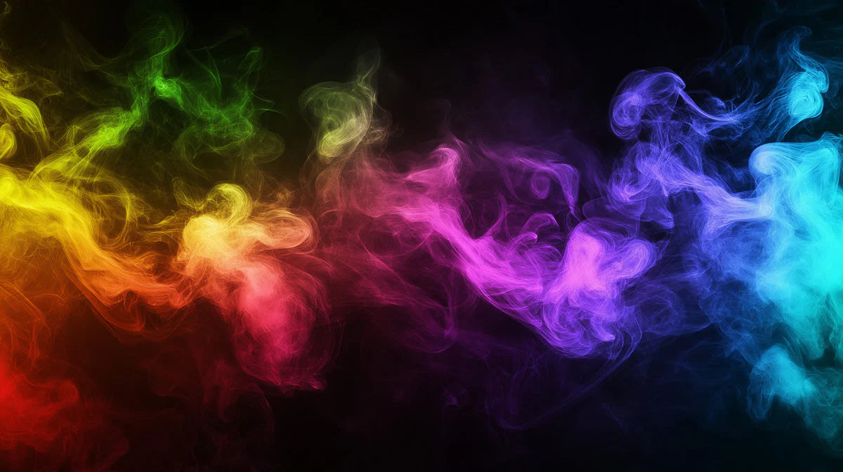 Neon Spectrum Smoke Mural Wallpaper — Vibrant Abstract Art Mural Wallpaper - room preview 02