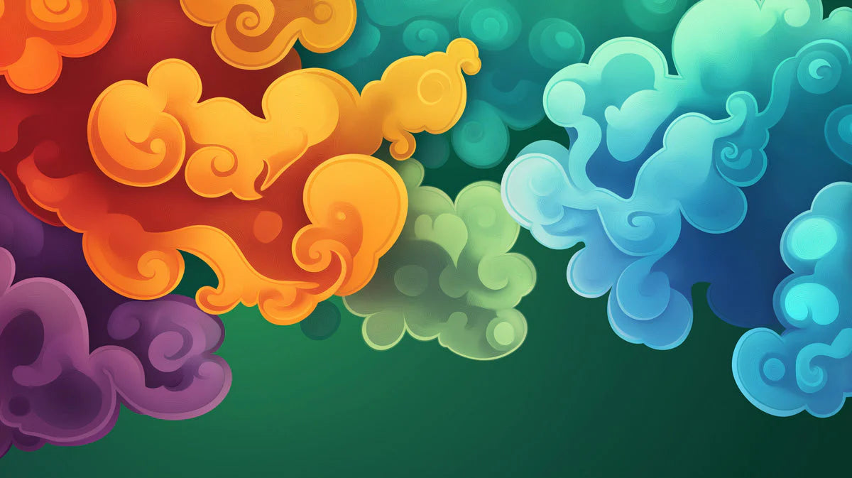 Swirling Clouds Mural Wallpaper — Vibrant Artistic Motif Mural Wallpaper - room preview 02