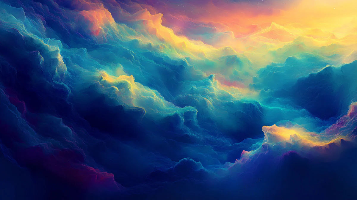 Cosmic Cloudscape Mural Wallpaper — Vibrant Abstract Art Mural Wallpaper - room preview 02