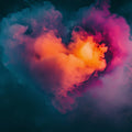 Nebula Heart Mural Wallpaper — Vibrant Abstract Smoke Design Mural Wallpaper - room preview 02