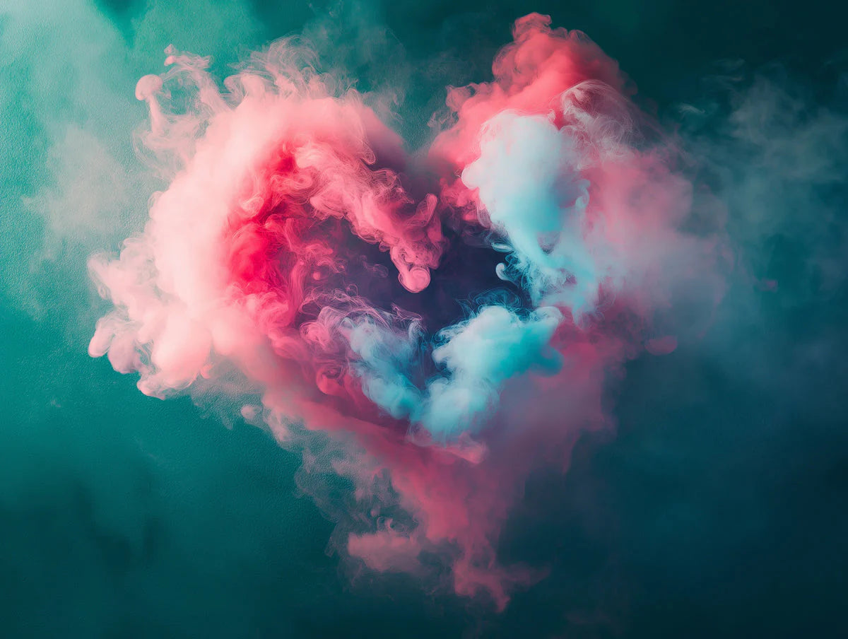 Ethereal Heart Cloud Mural Wallpaper — Moody Abstract Design Mural Wallpaper - room preview 02