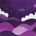 Celestial Nightscape Mural Wallpaper — Deep Plum and Lavender Mural Wallpaper - room preview 02