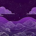 Celestial Swirls Mural Wallpaper — Deep Plum Night Sky Mural Wallpaper - room preview 02