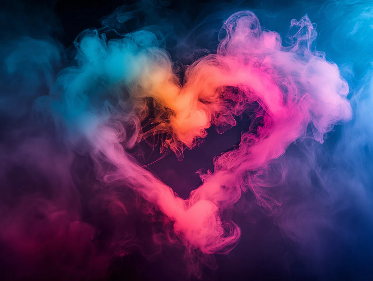 Neon Heart Smoke Mural Wallpaper — Vibrant Fluid Art Design Mural Wallpaper - room preview 02