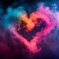 Neon Heart Smoke Mural Wallpaper — Vibrant Fluid Art Design Mural Wallpaper - room preview 02