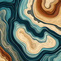Abstract Topographic Mural Wallpaper — Earthy Teal and Sand Tones Mural Wallpaper - room preview 02