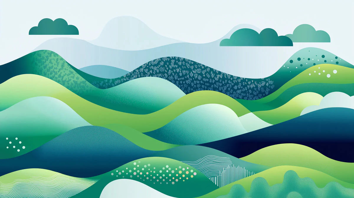 Rolling Hills Landscape Mural Wallpaper — Abstract Green Scene Mural Wallpaper - room preview 02