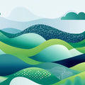 Rolling Hills Landscape Mural Wallpaper — Abstract Green Scene Mural Wallpaper - room preview 02