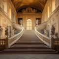 Grand Baroque Staircase Mural Wallpaper in Warm Ochre Mural Wallpaper - room preview 02
