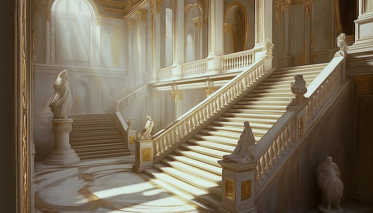 Grand Baroque Staircase Mural Wallpaper — Classical Luxury Mural Wallpaper - room preview 02