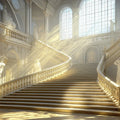 Sunlit Baroque Grand Staircase Mural Wallpaper — Historical Luxury Mural Wallpaper - room preview 02