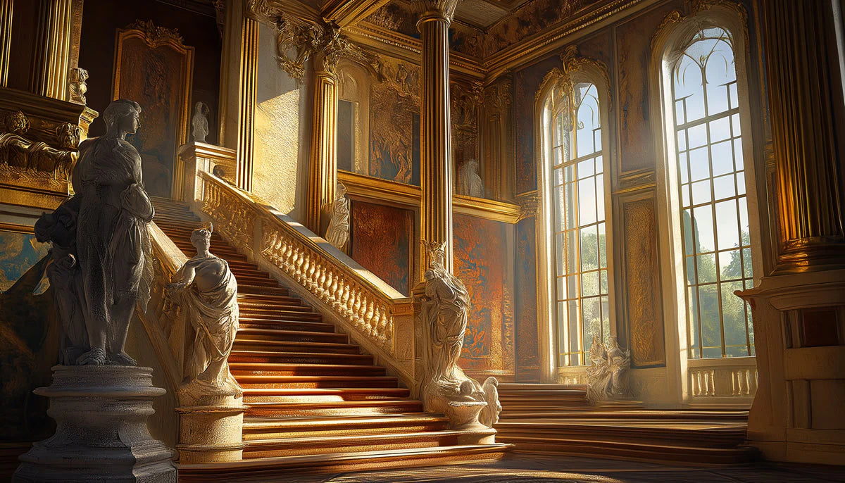 Ornate Baroque Palace Interior Mural Wallpaper — Historical Gold Mural Wallpaper - room preview 02