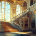 Grand Baroque Palace Staircase Mural Wallpaper in Gold and Blue Mural Wallpaper - room preview 02