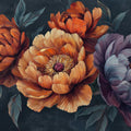 Vivid Peony Floral Mural Wallpaper — Moody Oil Painting Style Mural Wallpaper - room preview 02