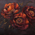 Oil Painted Peony Mural Wallpaper —Dark Floral Art Mural Wallpaper - room preview 02