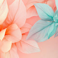Abstract Botanical Leaf Mural Wallpaper — Soft Coral and Teal Mural Wallpaper - room preview 02