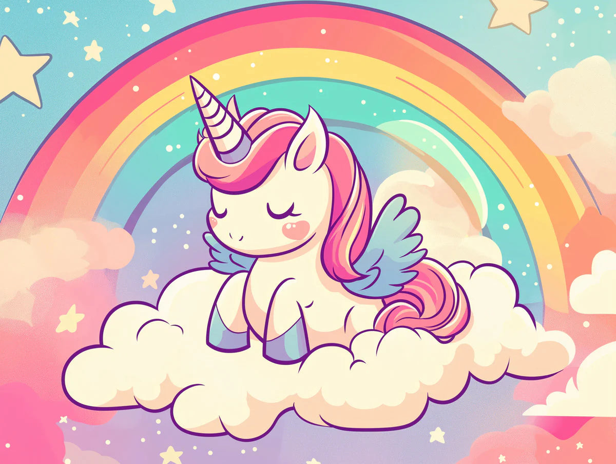 Dreamy Unicorn Rainbow Mural Wallpaper — Whimsical Pastel Decor Mural Wallpaper - room preview 02