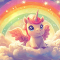 Rainbow Unicorn Galaxy Mural Wallpaper — Whimsical Dreamscape Mural Wallpaper - room preview 02