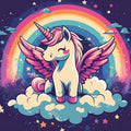 Winged Unicorn and Rainbow Mural Wallpaper — Whimsical Fantasy Mural Wallpaper - room preview 02