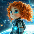 Little Astronaut Space Adventure Mural Wallpaper — Vivid Blue Mural Wallpaper - room preview 02