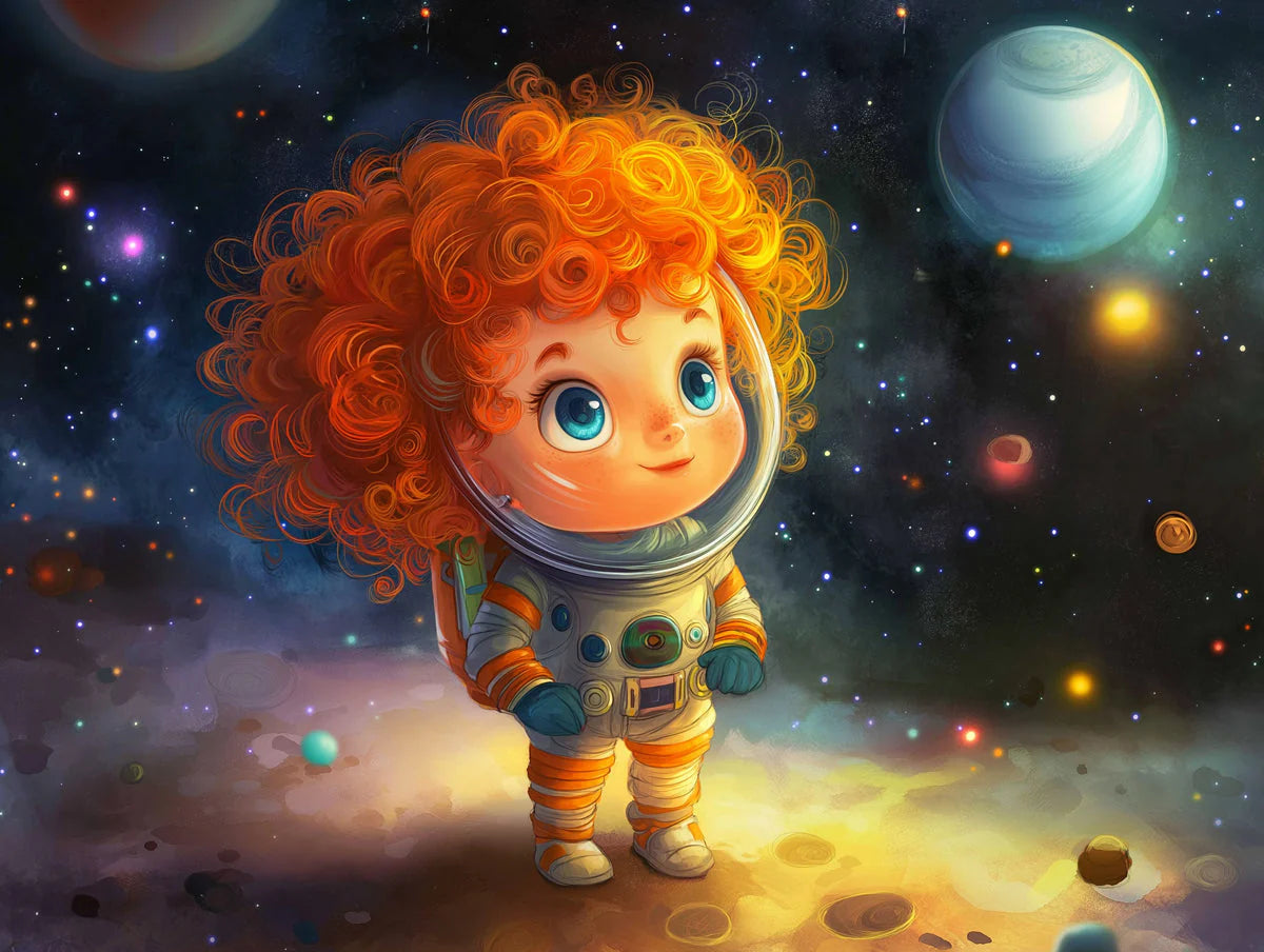 Cosmic Explorer Mural Wallpaper — Whimsical Space Adventure Mural Wallpaper - room preview 02