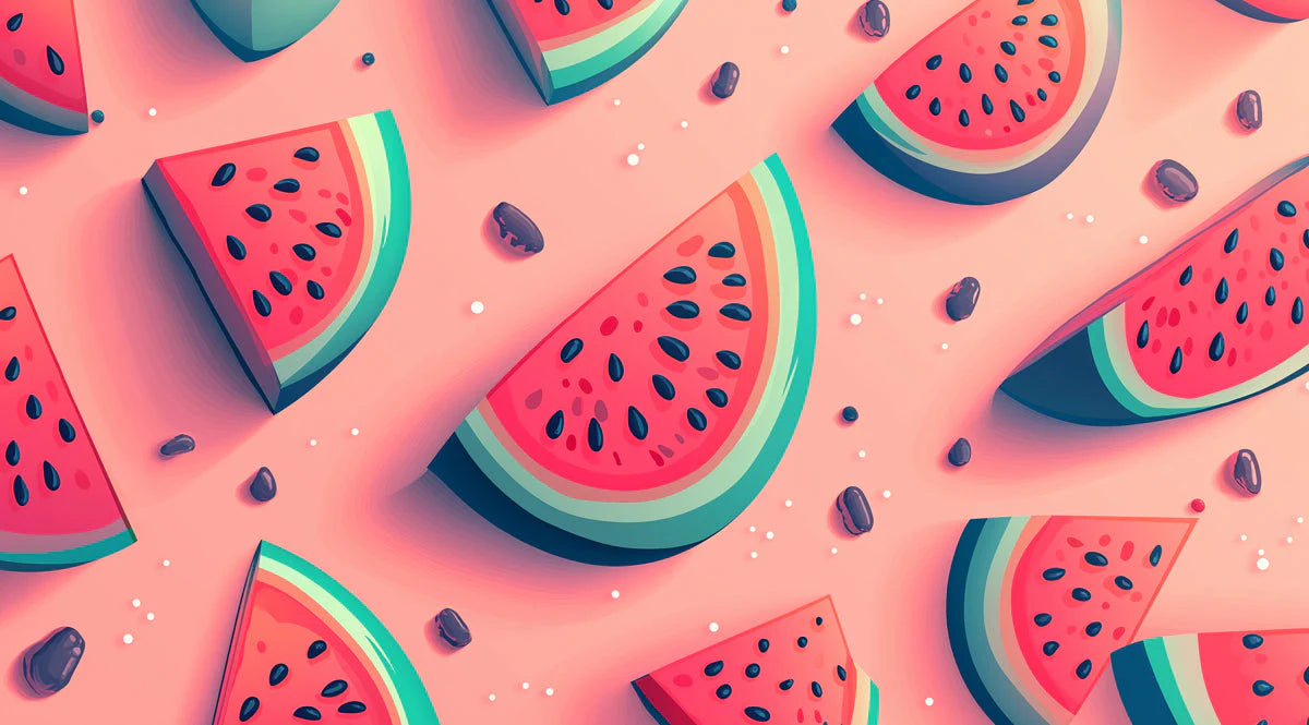 Watermelon Slices Mural Wallpaper —Playful Fruit Pattern Mural Wallpaper - room preview 02