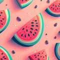 Watermelon Slices Mural Wallpaper —Playful Fruit Pattern Mural Wallpaper - room preview 02