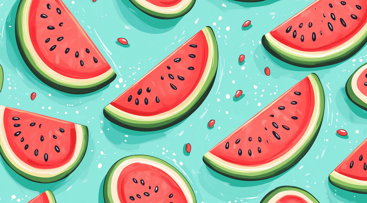 Watermelon Slices Mural Wallpaper — Playful Fruit Pattern Mural Wallpaper - room preview 02