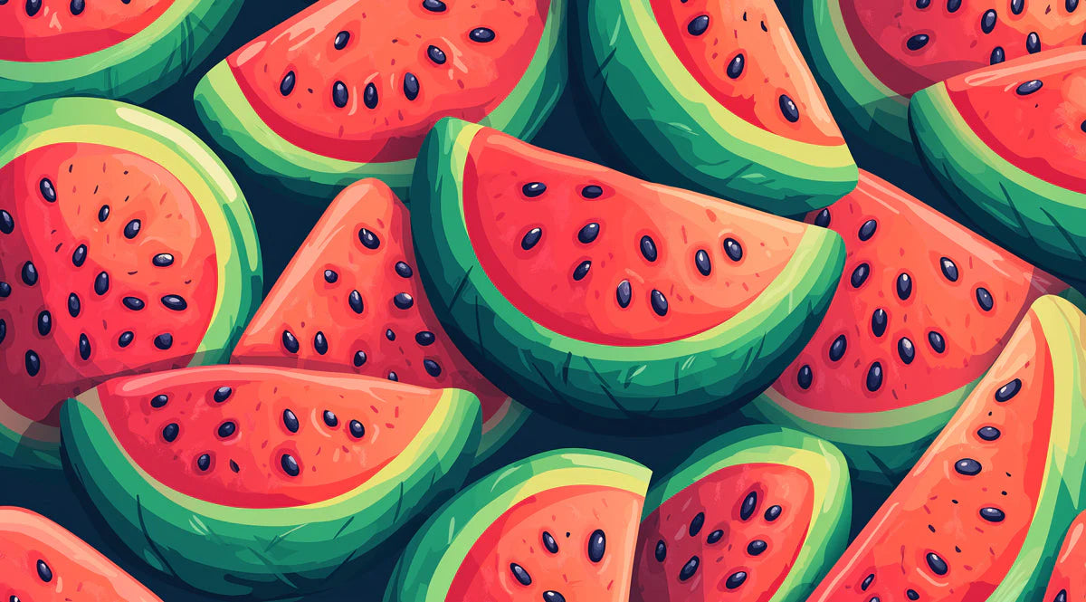 Watermelon Slices Mural Wallpaper —Playful Fruit Pattern Mural Wallpaper - room preview 02
