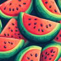 Watermelon Slices Mural Wallpaper —Playful Fruit Pattern Mural Wallpaper - room preview 02