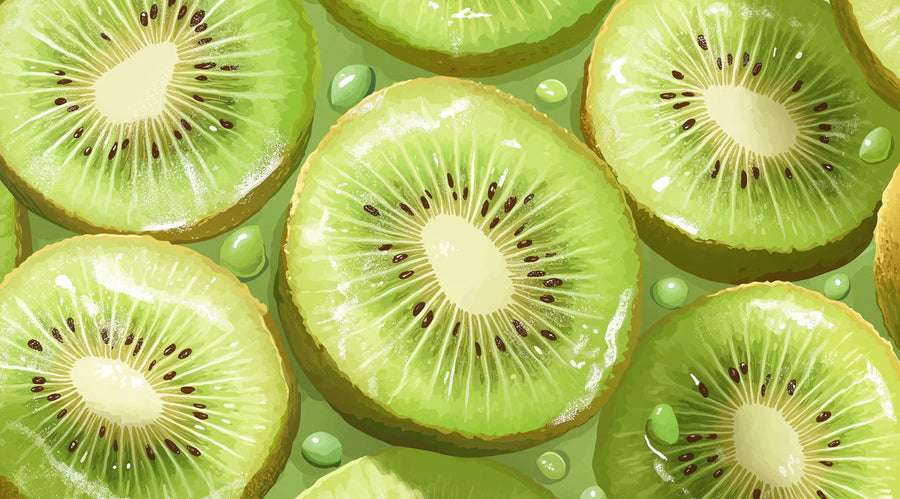 Tropical Wallpaper Mural – Jungle Wall Mural for kitchen – Sliced Kiwi Fruit — Fresh Tropical Kitchen Motif printable artwork