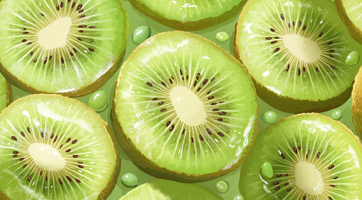 Sliced Kiwi Fruit Mural Wallpaper — Fresh Tropical Kitchen Motif Mural Wallpaper - room preview 02